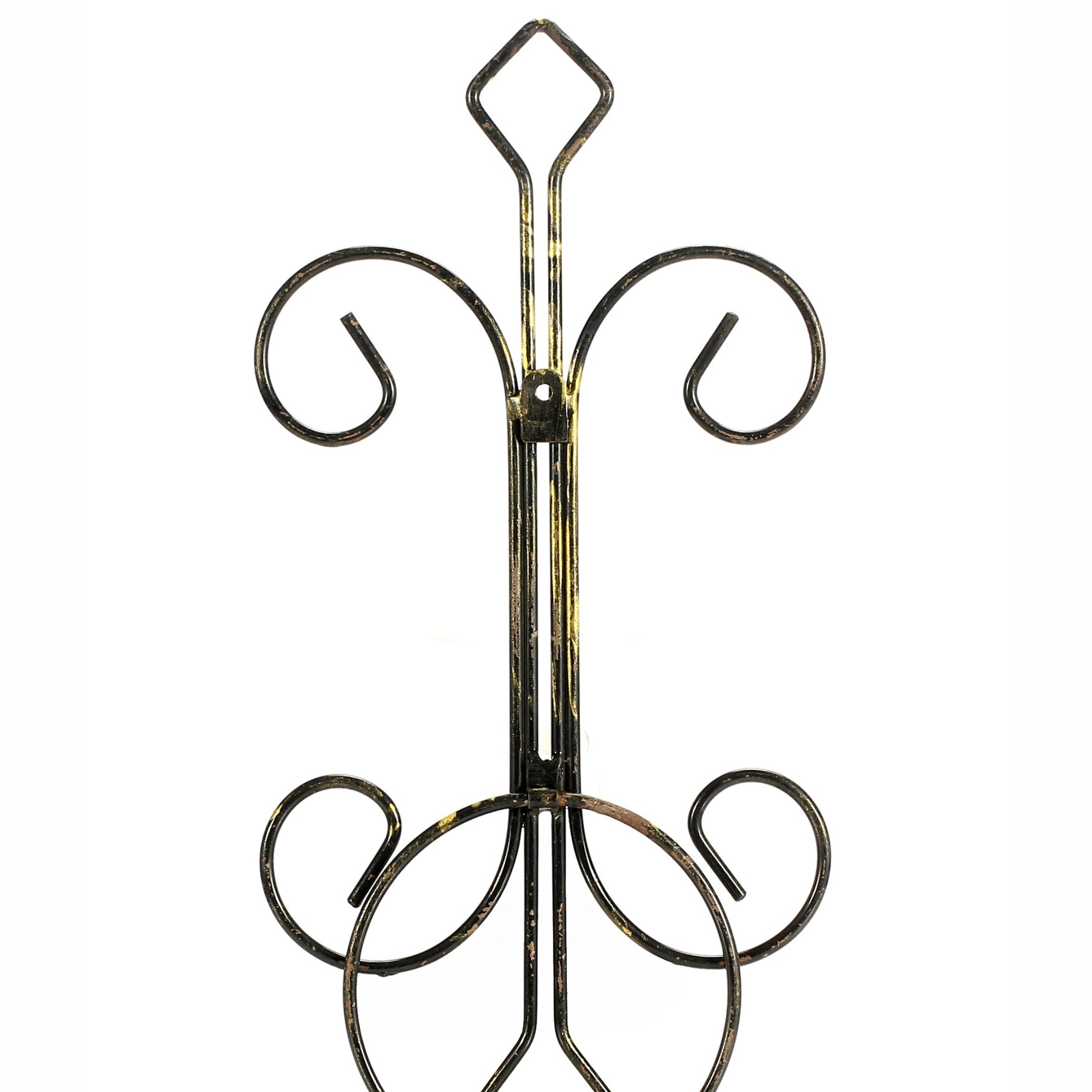 16" Single Pot Black Gold Cast Metal Crest Wall Planter Decoration Multicolor Metal