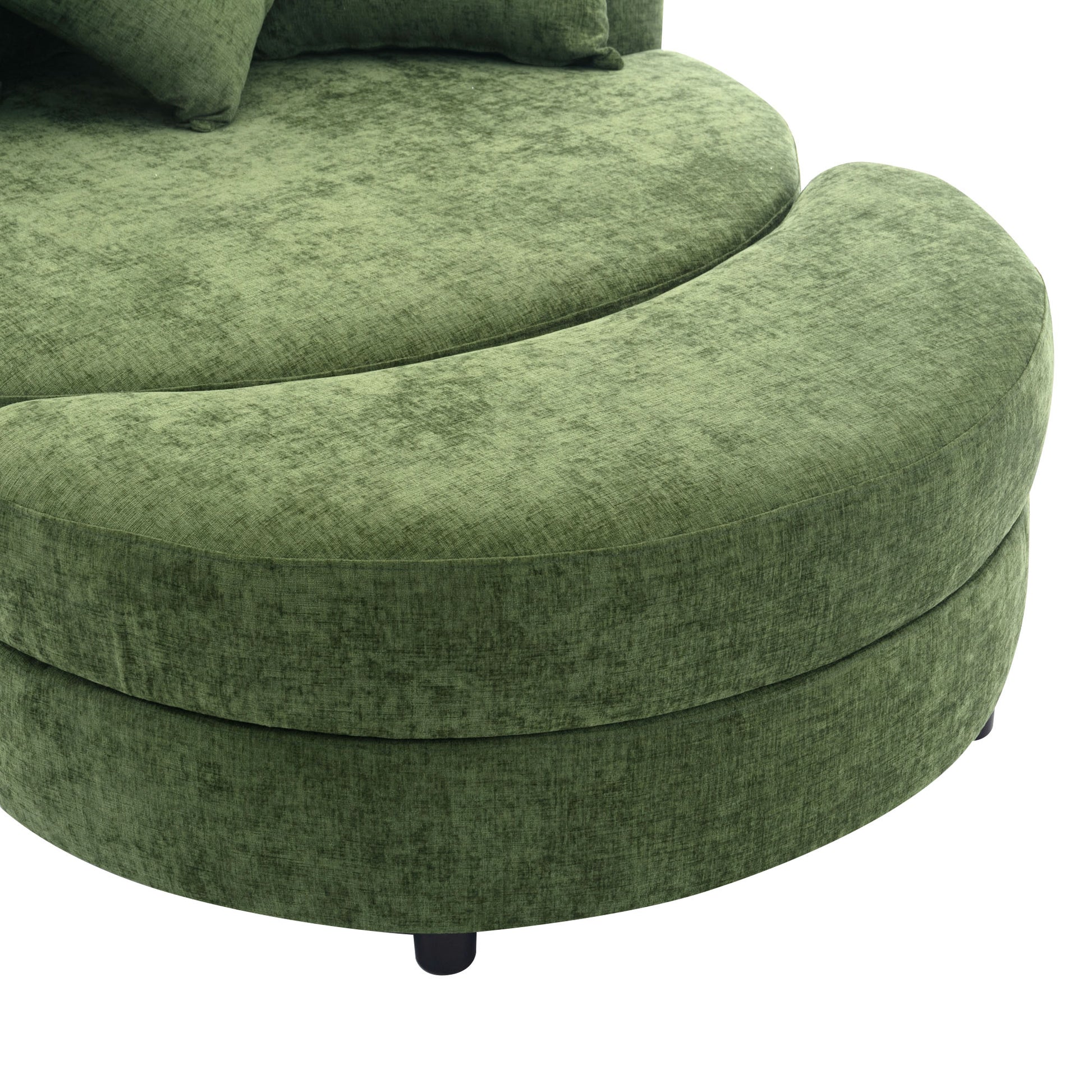 Orisfur. 360 Swivel Accent Barrel Chair With Storage Ottoman & 4 Pillows, Modern Chenille Leisure Chair Round Accent For Living Room, Green Green Foam Chenille