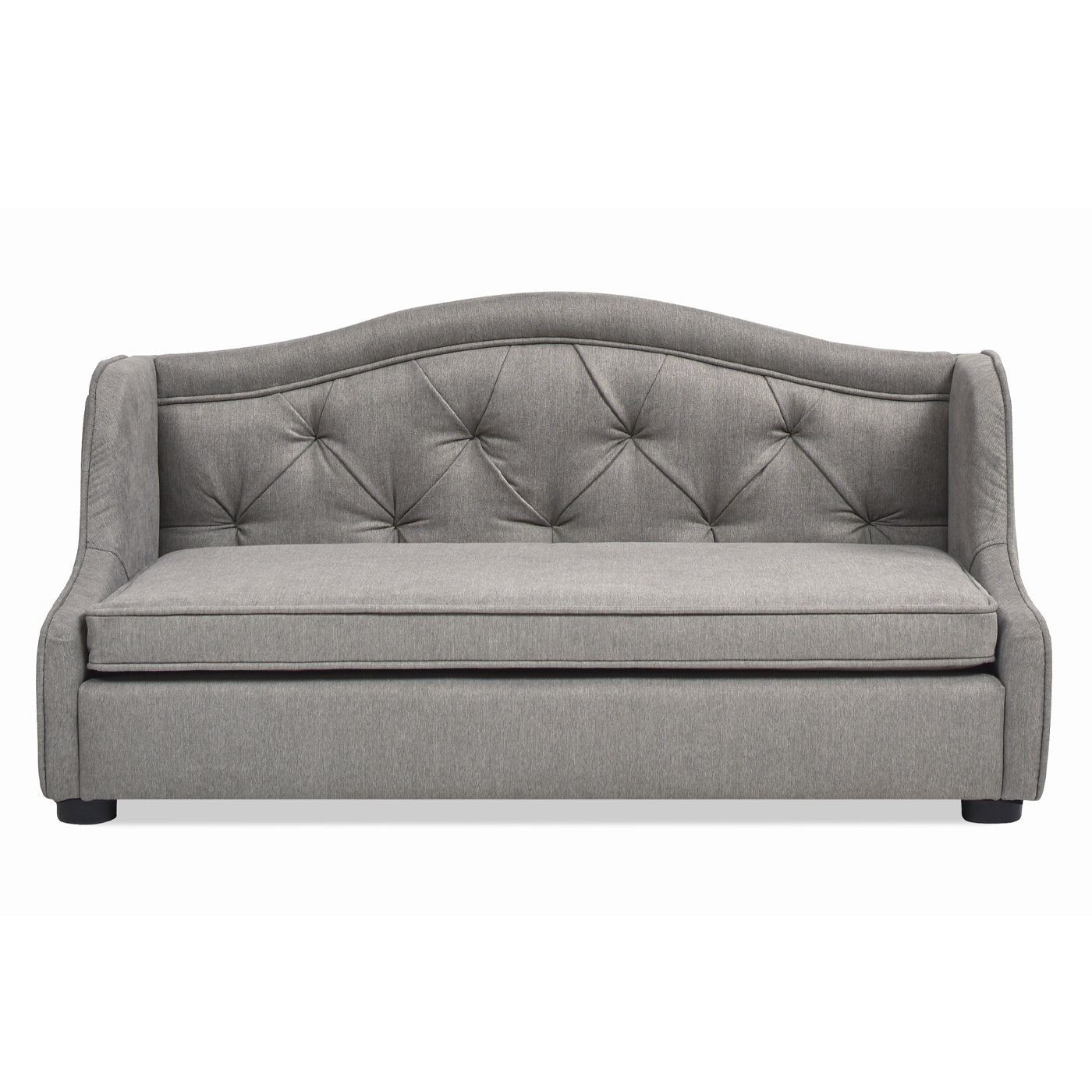 Robin 35" Tufted Wingback Pet Sofa Bed, Medium, Uptown Gray Stain Resistant High Performance Polyester Gray Foam Polyester