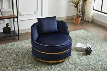 Swivel Chair, 360 Swivel Accent Chair, Barrel Chair For Living Room Bedroom Blue Velvet