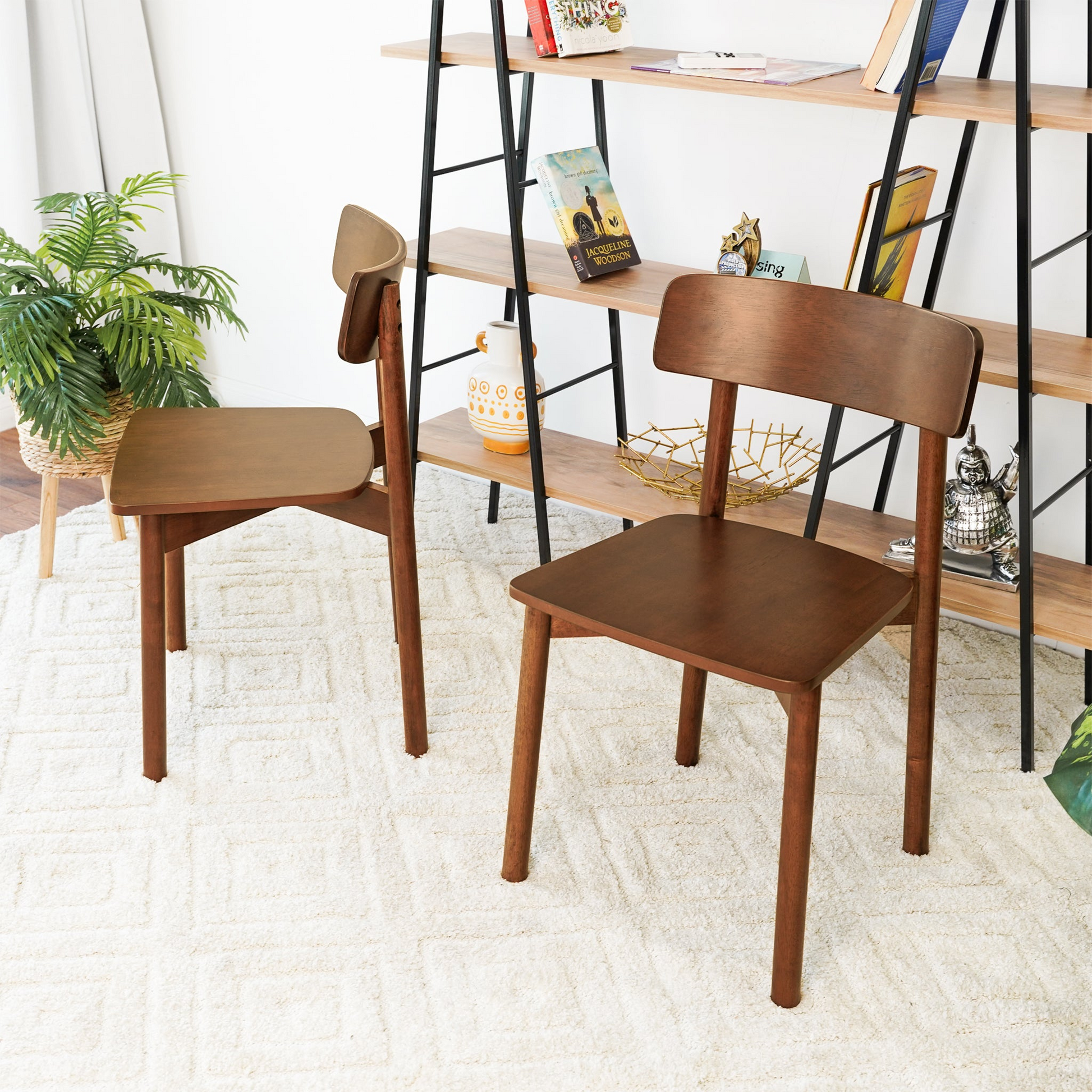 Pierre Walnut Dining Chair Set Of 2 Solid Brown,Wood Brown Dining Room Wipe Clean Mid Century Modern Dining Chairs Walnut Set Of 2 Solid Wood