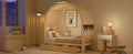 Twin Size Bed With Arched Roof And 2 Drawers, Natural Twin Natural Plywood