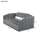 Upholstered Daybed With Underneath Storage,Twin Size, Gray Twin Gray Upholstered