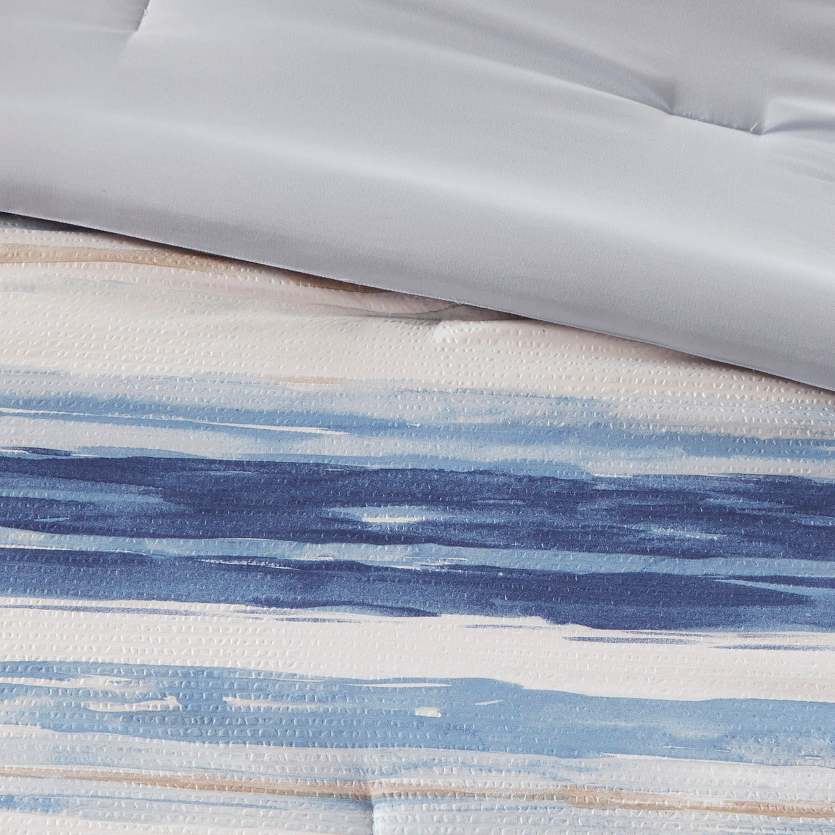 8 Piece Printed Seersucker Comforter And Quilt Set Collection Blue King Cal King King Blue Polyester