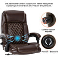 Executive Office Chair 400Lbs Heavy Duty Office Chair, Wide Seat Bonded Leather Office Chair With 30 Degree Back Tilt & Lumbar Support Brown Caster Iron Brown Office Dry Clean Round Handle Office Chairs Solid Back Casters Leather