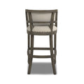 Paris 30.5 Farmhouse Bar Stool With Backrest, Light Beige Linen Beige Foam Linen