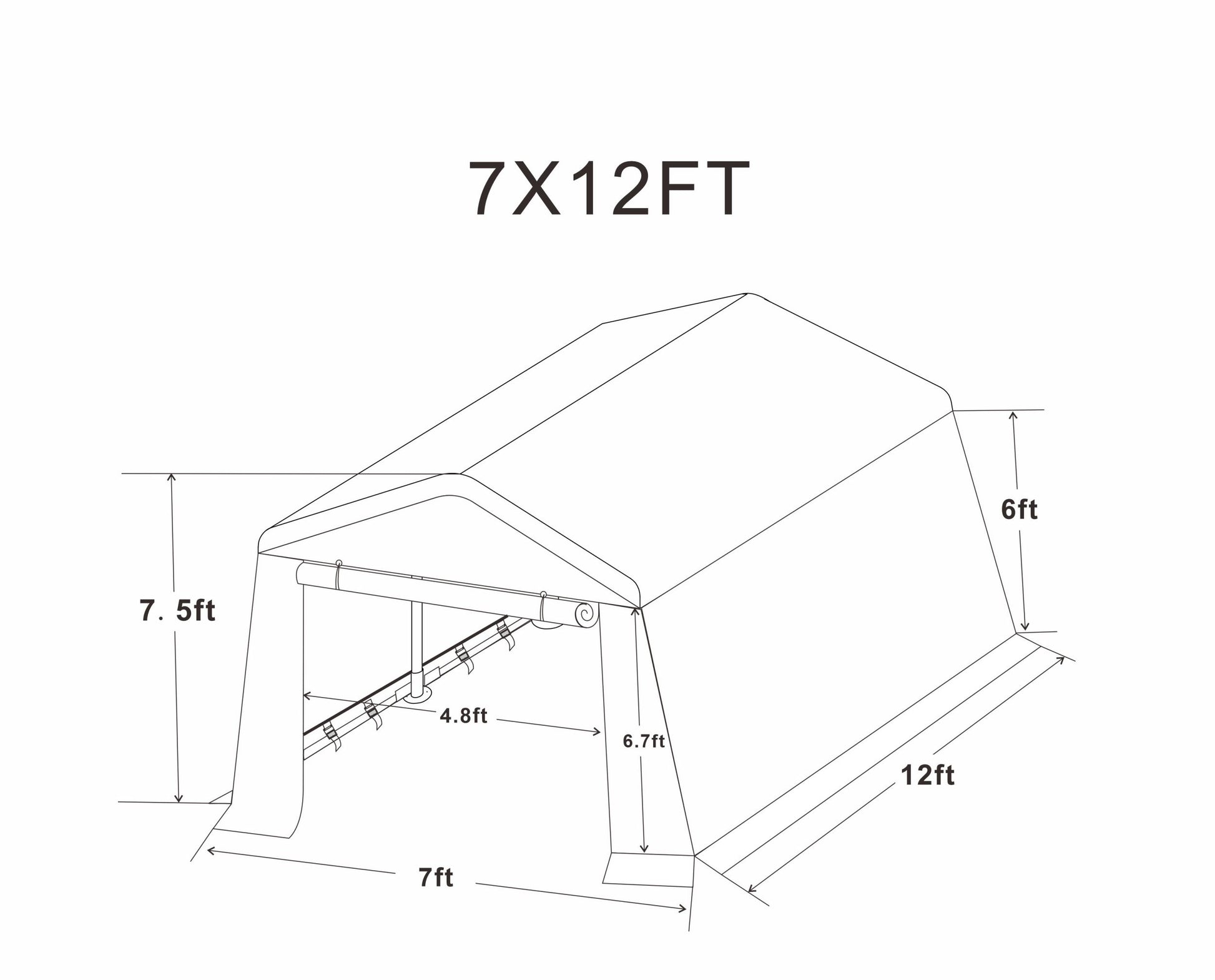 7X12Ft Outdoor Portable Gazebo Storage Shelter Shed With 2 Roll Up Zipper Doors & Vents Carport For Motorcycle Waterproof And Uv Resistant Anti Snow Portable Garage Kit Tent, Sand Sand No Foundation Needed Garden & Outdoor American Design,American