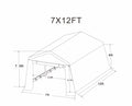 7X12 Ft Outdoor Gazebo Portable Storage Shelter Shed With 2 Roll Up Zipper Doors & Vents Carport For Motorcycle Waterproof And Uv Resistant Anti Snow Portable Garage Kit Tent, Grey Grey No Foundation Needed Garden & Outdoor Powder Coated Frame Portable
