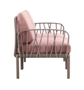 Patio Indoor Outdoor Garden Twin Sofa Armchairs Plastic With Soft Cushion Weather Waterproof Chair Sectional Furniture For Balcony Garden Pool Lawn Backyard Morden Design Sitting Room Seat Sofa Pink Fabric Plastic