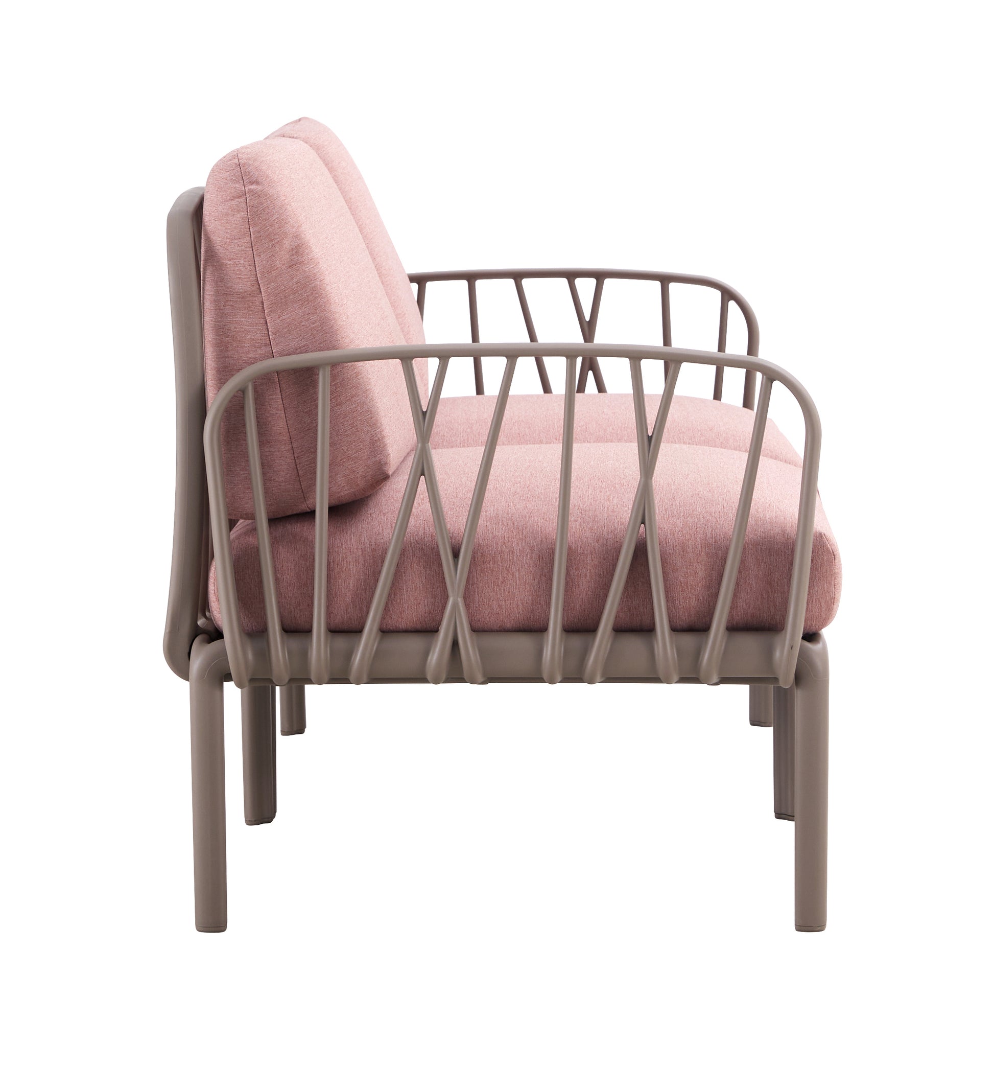 Patio Indoor Outdoor Garden Twin Sofa Armchairs Plastic With Soft Cushion Weather Waterproof Chair Sectional Furniture For Balcony Garden Pool Lawn Backyard Morden Design Sitting Room Seat Sofa Pink Fabric Plastic