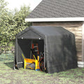 Outsunny 8' X 7' Carport Portable Garage, Heavy Duty Storage Tent, Patio Storage Shelter W Anti Uv Pe Cover And Double Zipper Doors, For Motorcycle Bike Garden Tools, Dark Gray Dark Gray Metal