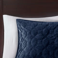 3 Piece Velvet Quilt Set Navy Full Queen Full Navy Cotton