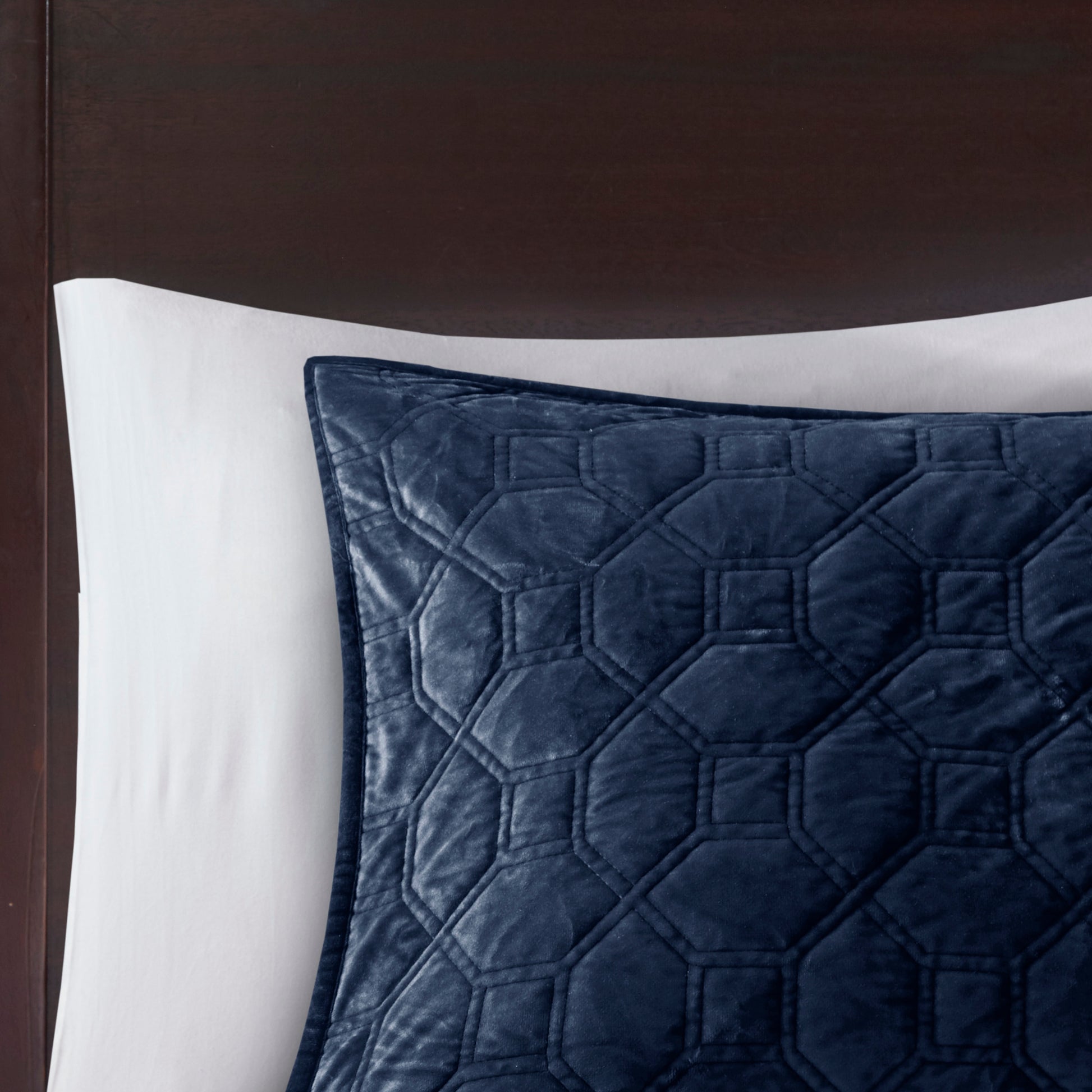 3 Piece Velvet Quilt Set Navy Full Queen Full Navy Cotton