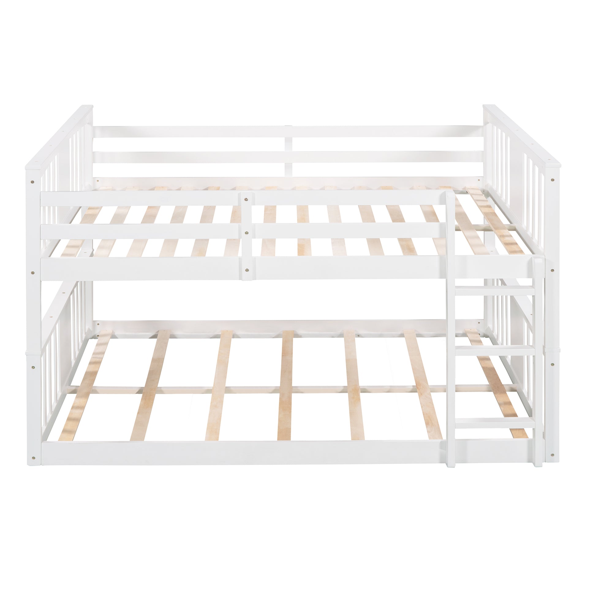 Full Over Full Bunk Bed With Ladder, White Old Sku :Lp000207Aak Full White Solid Wood