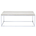 Light Oak And Chrome Coffee Table With Open Base Natural Primary Living Space Rectangular Wood Metal Sled