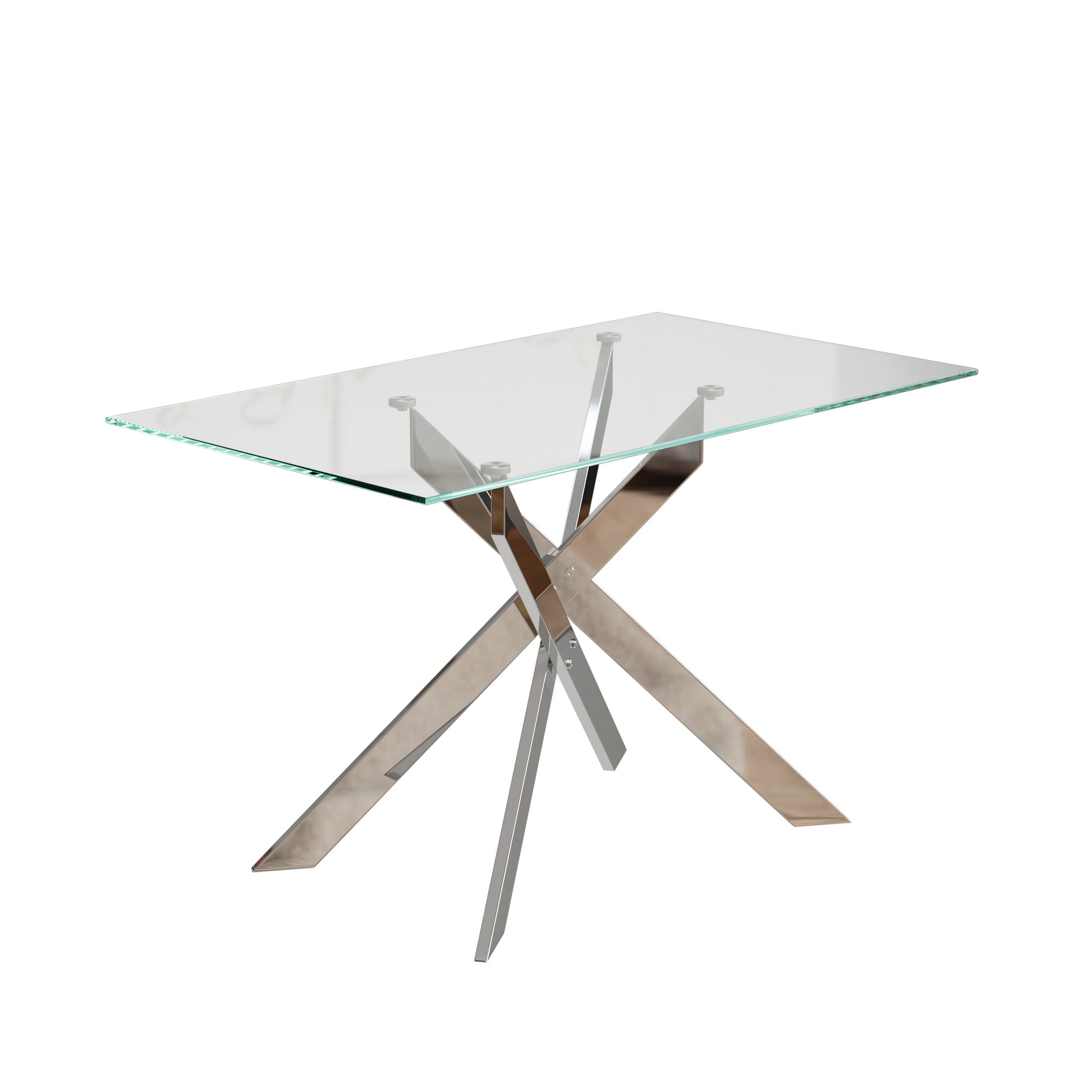 47.2 Inch Modern Minimalist Tempered Glass Coffee Table, Metal Leg Rectangular Dining Table, Transparent Glass Living Room Dining Table, 47.2 Inch X27.5 Inch 29.5 Inch Small Space Suitable