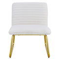 One White Minimalist Armless Sofa Chair With Plush Cushion And Backrest Paired With Golden Metal Legs, Suitable For Offices, Restaurants, Kitchens, Bedrooms White Plush