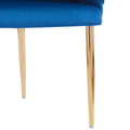 Set Of 2 Luxury Handmade Accent Chair With Gold Legs, Modern Velvet Armchair For Living Room And Bedroom Blue Foam Velvet