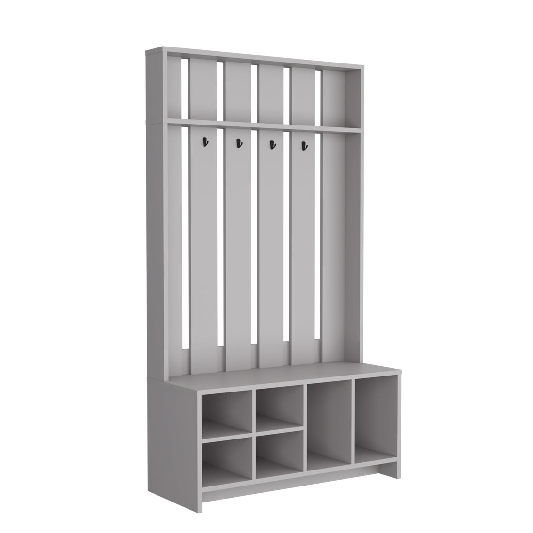 Tulcan 38" Wide Hall Tree With Bench And Shoe Storage, Entryway Bench With Coat Rack Smoke Grey Particle Board