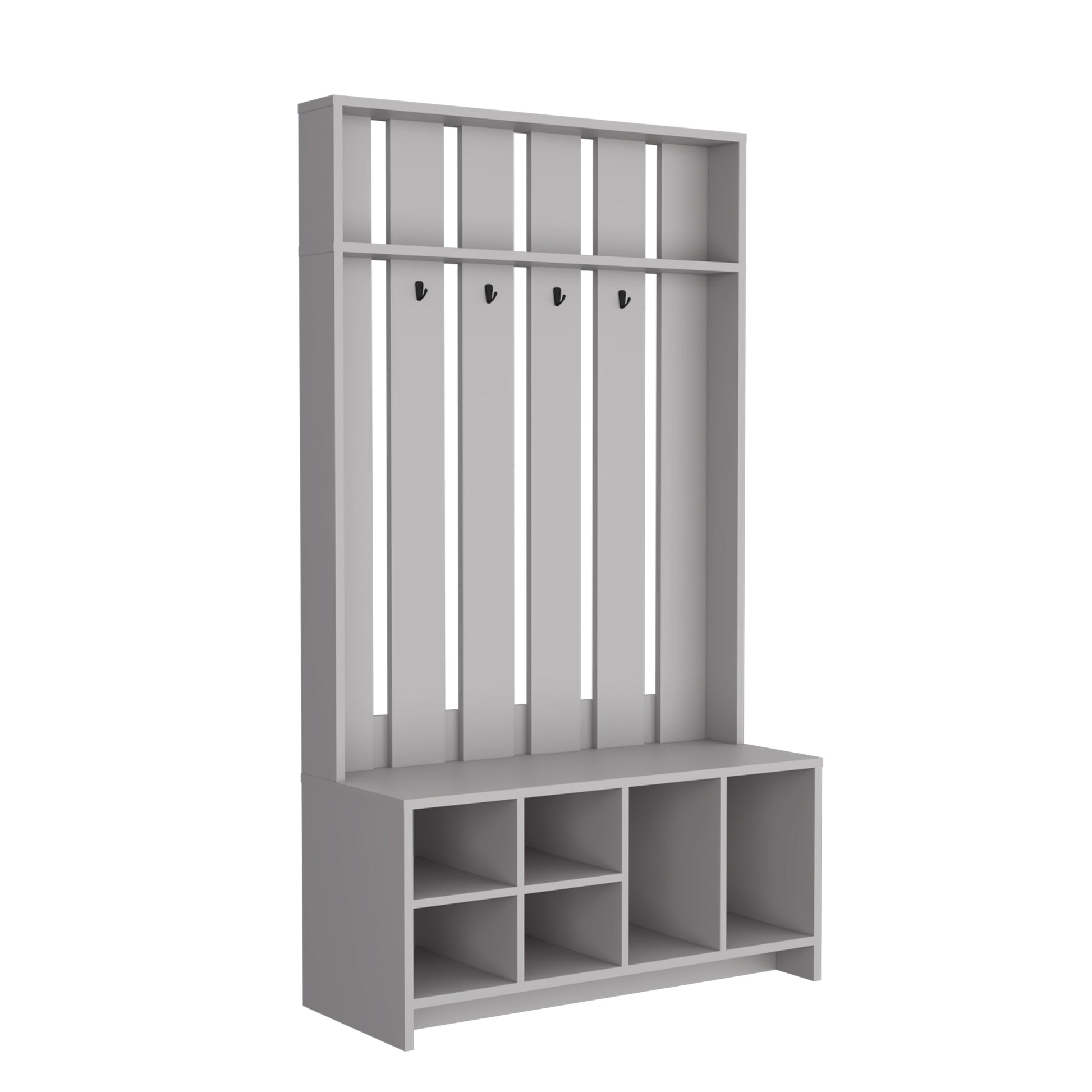 Tulcan 38" Wide Hall Tree With Bench And Shoe Storage, Entryway Bench With Coat Rack Smoke Grey Particle Board