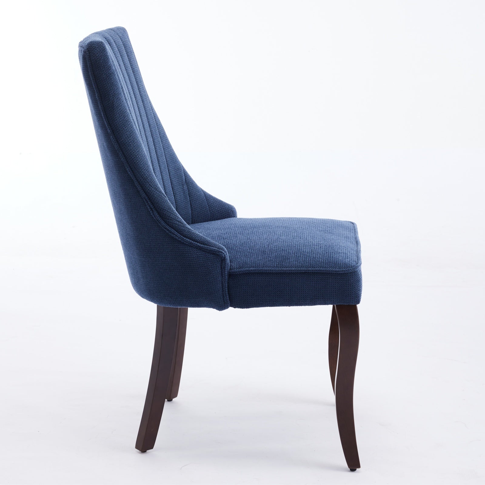 Rayon Cloth Flocking Linen Dining Chairs Channel Kitchen Dinner Chair Comfy Fabric Upholstered Accent Chair For Dining Room With Curved Solid Wood Legs,Set Of 2 Blue , Sw1847Bl Blue Light Brown Dining Room American Design,American Traditional Dining