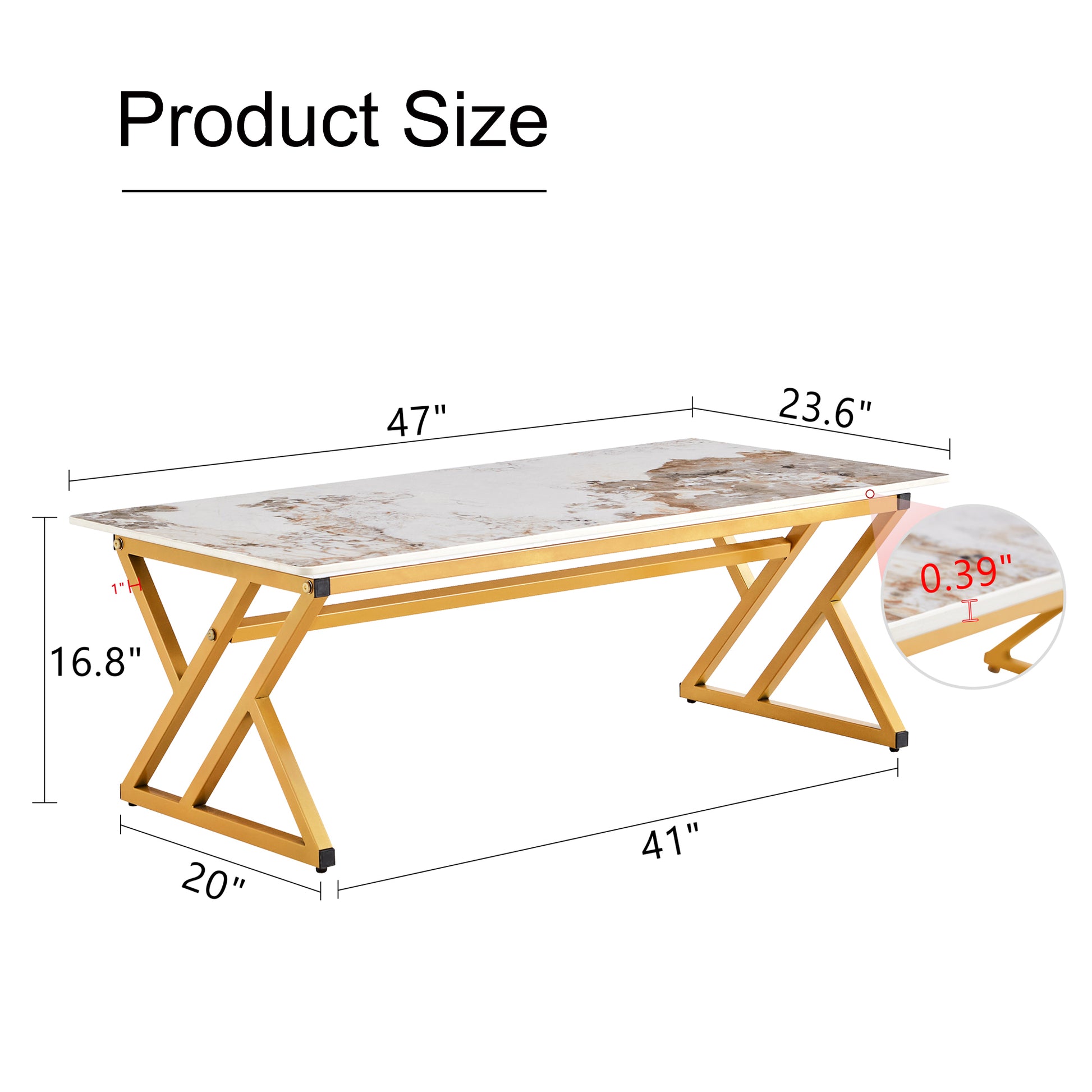 A Modern Minimalist Style Marble Patterned Coffee Table With Golden Metal Legs. Computer Desk. Game Table. Tea Table. Ct Xx Gold Sintered Stone
