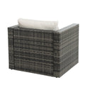 Patio Furniture, Outdoor Furniture, Seasonal Pe Wicker Furniture, 6 Set Wicker Furniture With Tempered Glass Coffee Table Dark Gray Seats 4 Pe Rattan Iron Waterproof Fabric