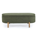 Ottoman Oval Storage Bench,Rubber Wood Leg, Green 46.