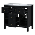 36'' Bathroom Vanity With Resin Sink Combo, Solid Wood Frame Bathroom Storage Cabinet, Freestanding Vanity Set With 5 Drawers& Soft Closing Doors Same As N710S136001B Black Bathroom Solid Wood Mdf Resin
