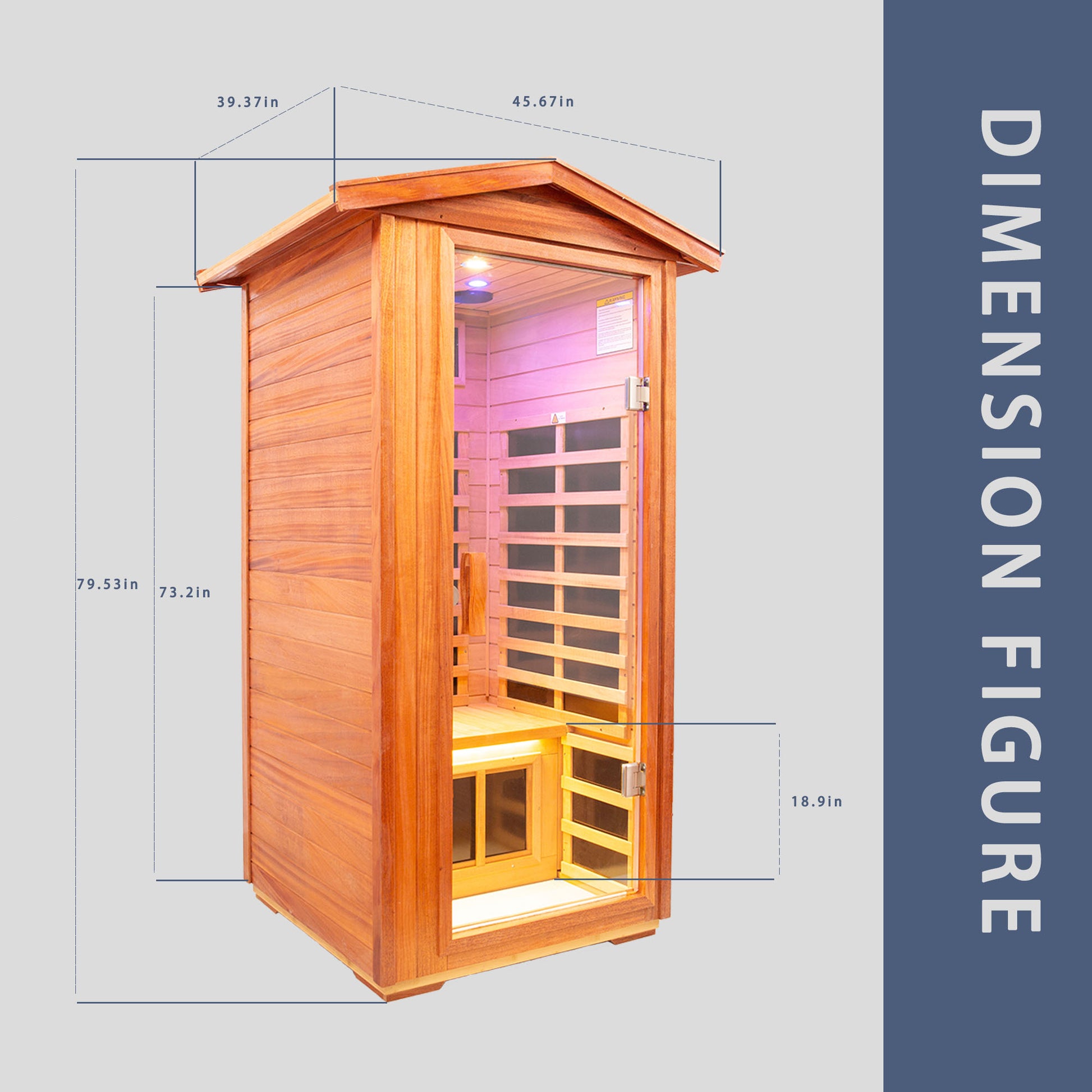 Outdoor Khaya Wood One Person Far Infrared Sauna Room Natural Wood Metal & Wood