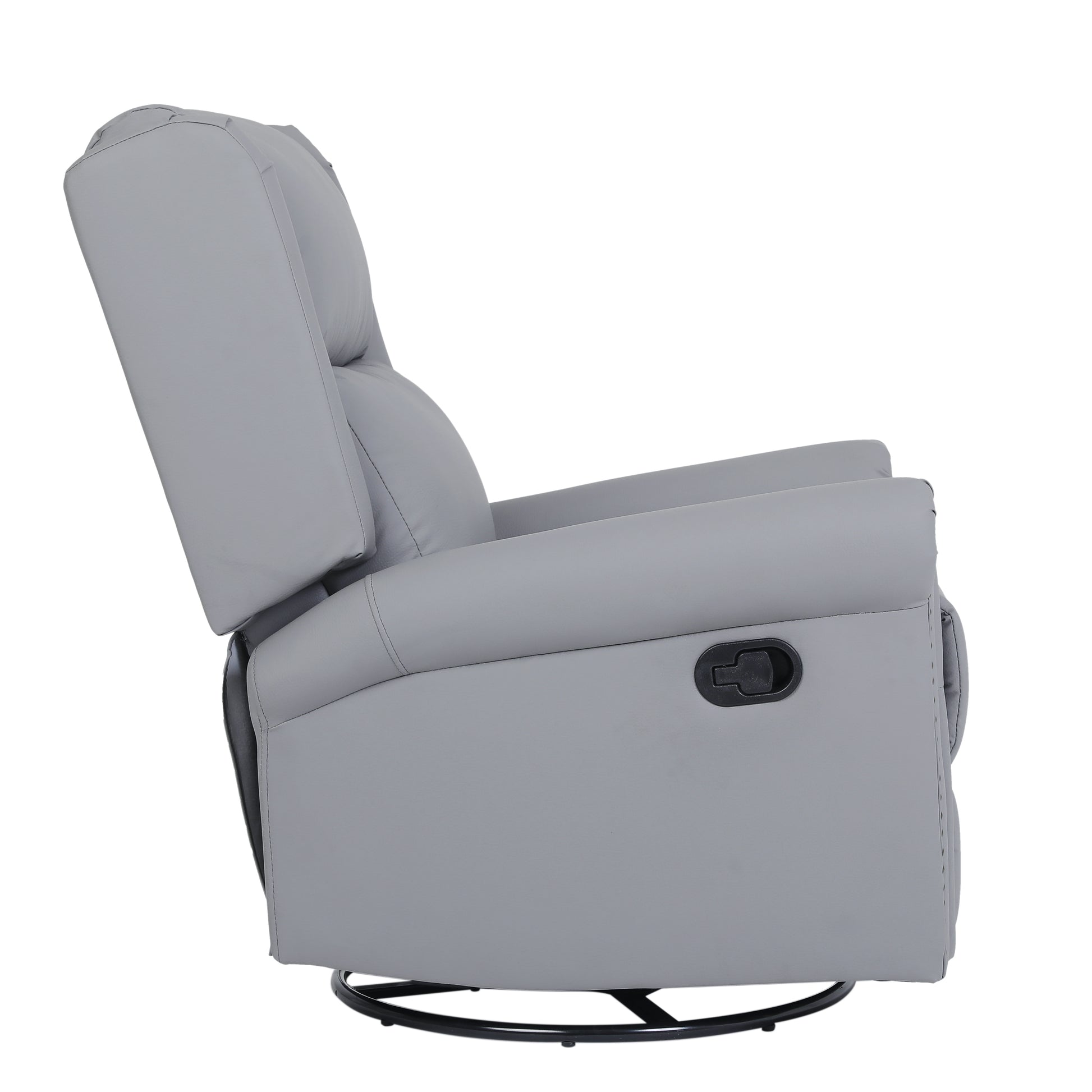 360 Degree Swivel Upholstered Manual Recliner With Trims For Living Room, Grey Gray Wood Primary Living Space Soft Handle Pu