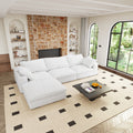 Cloud Modular Sectional Sofa With Storage Ottoman 120Inch Down Filled Comfort L Shaped Sofa Couch For Living Room 3Seater 1 Ottoman White Wood Primary Living Space Soft Cushion Back Pillow Top Arms Foam Fabric 4 Seat