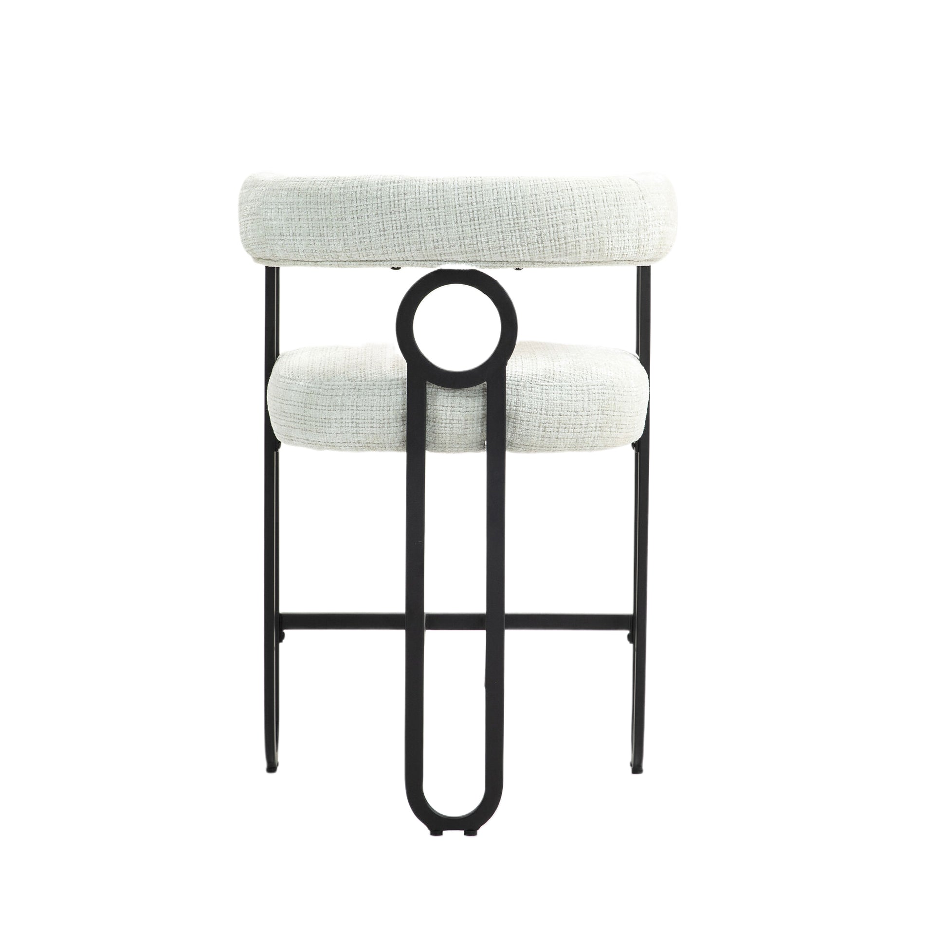 Coolmore Bar Stools Set Of 2, Modern Bar Stool With Back, Black Metal Frames, Upholstered Bar Stools For Kitchen Island, Pub, Club Beige Chenille Beige Foam Chenille