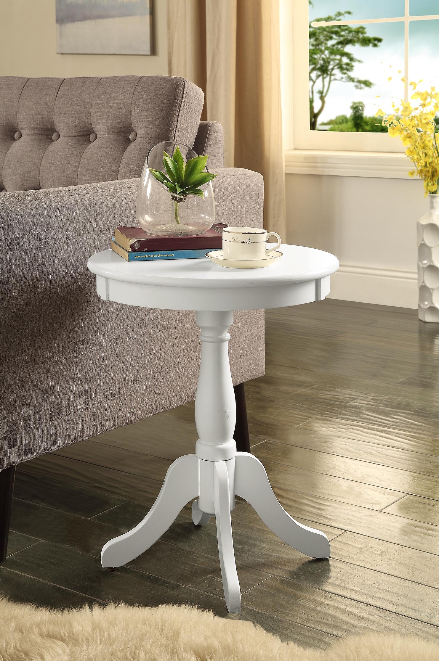 Alger White Finish Accent Table White Synthetic Wood
