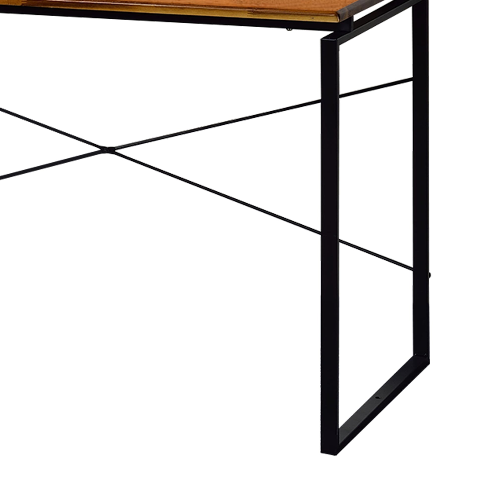 Sled Base Rectangular Table With X Shape Back And Wood Top, Brown And Black Brown Black Solid Wood