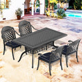 Cushions In Random Colors 5 Piece Set Of Cast Aluminum Patio Furniture With Cushions Yes Complete Patio Set Black Seats 4 Rust Resistant Frame Water Resistant Cushion Garden & Outdoor Complete Patio Sets Aluminium