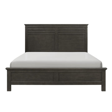 Charcoal Gray Finish Queen Bed 1Pc Transitional Style Wooden Bedroom Furniture Panel Bed Box Spring Required Queen Charcoal Grey Wood Bedroom Transitional Panel Wood