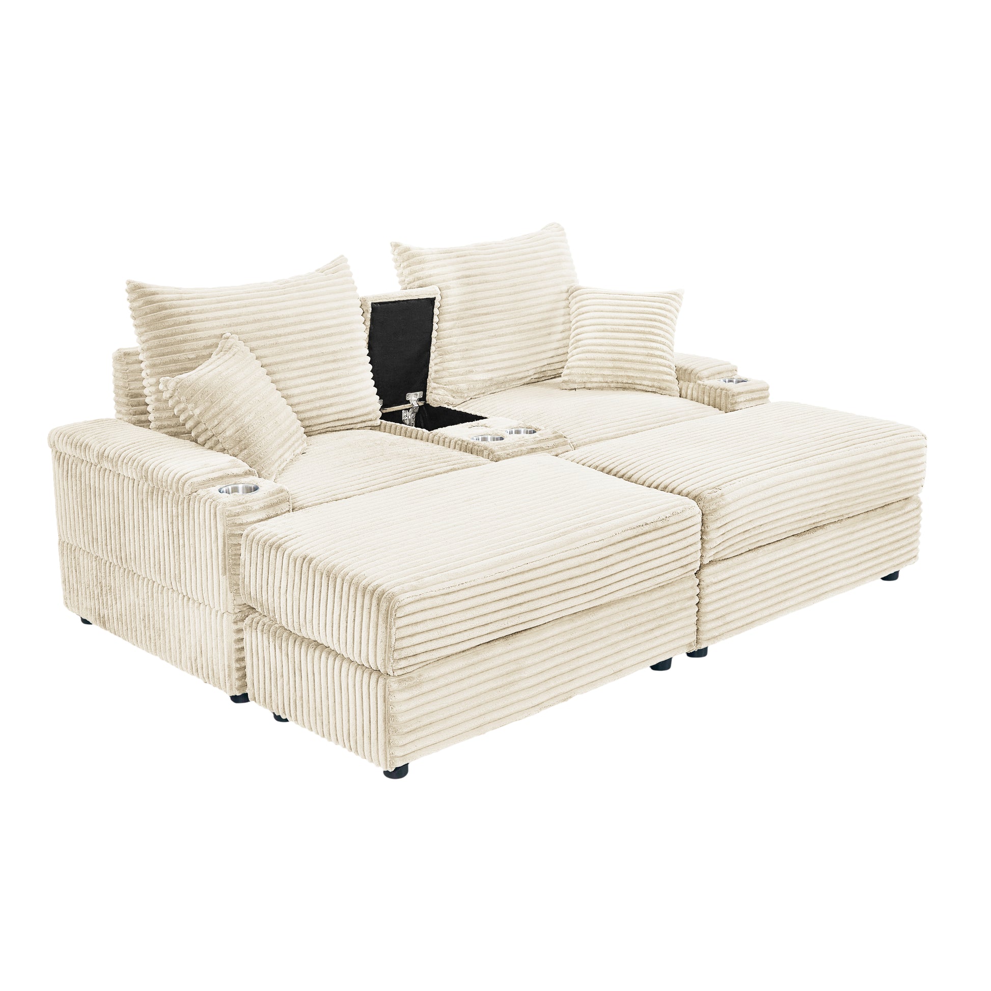 Seat Beige Beige Plywood 2 Seat