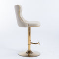 Golden Swivel Velvet Barstools Adjusatble Seat Height From 25 33 Inch,Modern Upholstered Bar Stools With Backs Comfortable Tufted For Home Pub And Kitchen Island,Beige,Set Of 2 Beige American Design Set Of 2 Foam Velvet