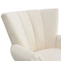 Modern Accent Living Room Chairs,Polyester Armchair Club Chair With Channel Back, Accent Chair For Living Room, Bedroom Reading Room, Soft Fabric, Wooden Leg, Beige Beige Primary Living Space Foam Plywood