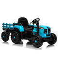 Ride On Tractor With Trailer,24V 400W Powered Electric Tractor Toy W Remote Control,Electric Car For Kids,Three Speed Adjustable,Power Display, Usb,Mp3 ,Bluetooth,Led Light,Two Point Safety Belt. Blue 50 99 Lbs Polypropylene