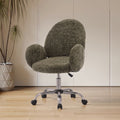 Ytt Rotating Office Chair With High Backrest Armrest, Wide Seat Round Armrest Office Chair With Wheels, Suitable For Living Room, Bedroom, Lounge, Home Office Green Linen