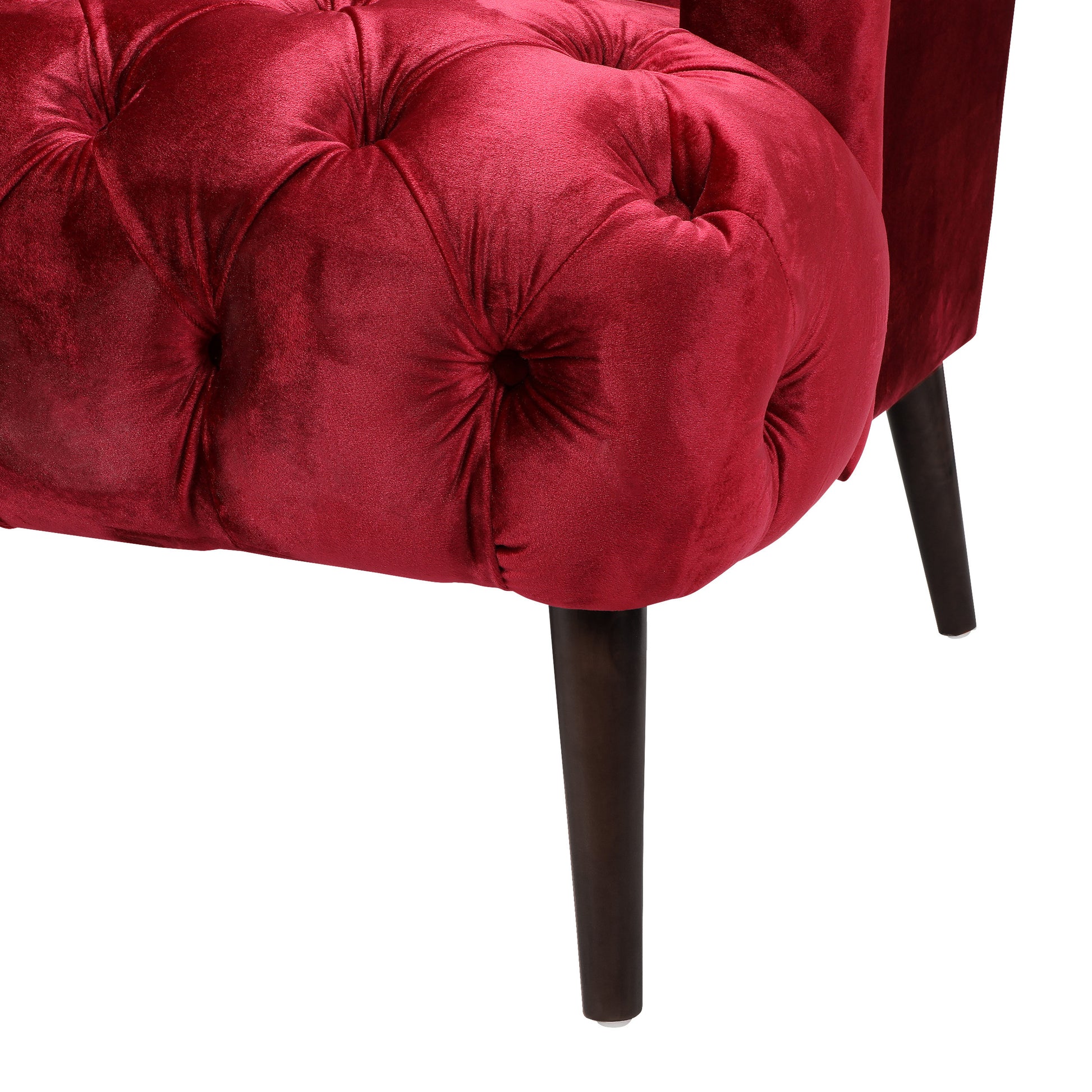 Comfy 3 Seat Sofa With Wooden Legs, Pu, For Living Room And Study Wine Red Velvet 3 Seat