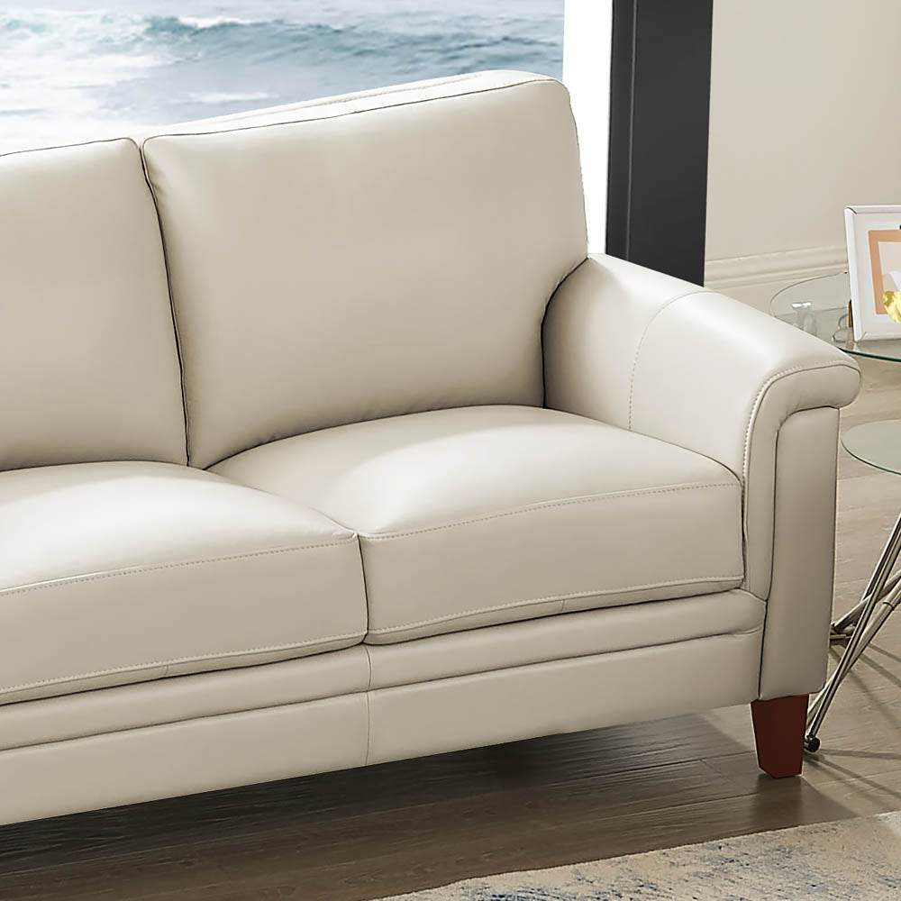 Westcott Leather Sofa Beige Memory Foam Genuine Leather 3 Seat