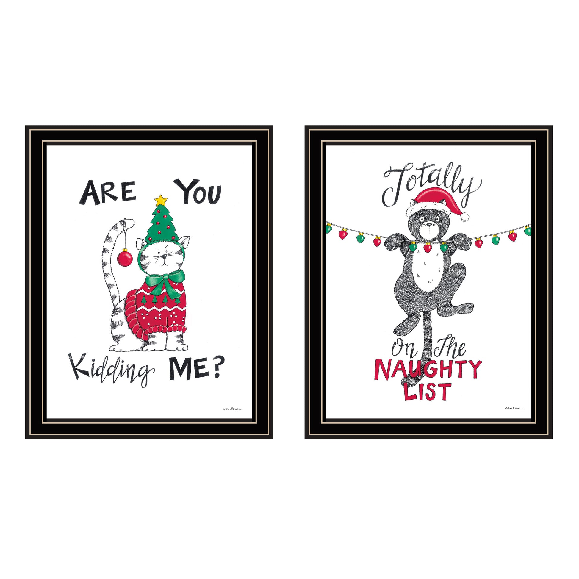 2 Piece Vignette Are You Kidding Me Black Framed Wall Art For Living Room, Bedroom Wall Art Print For Home Decor By Deb Strain Multi Wood Paper