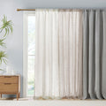 Linen Blend Light Filtering Curtain Panel Pair 2 Pcs Window Panels White Polyester