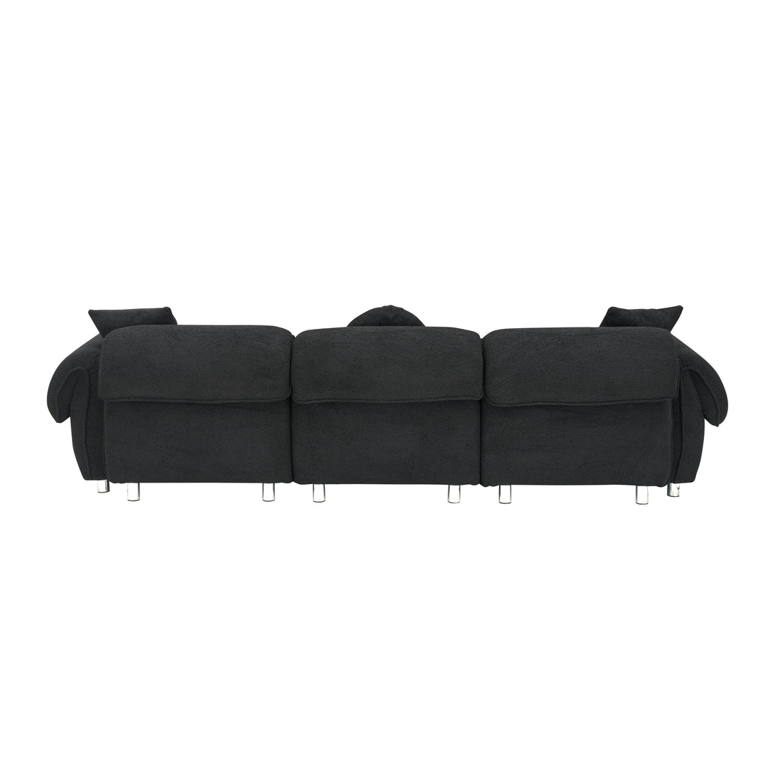 24005 Black Teddy Velvet Fabric, With 3 Pillows, Three Person Sofa Can Be Placed In The Living Room And Other Scenes Black Polyester Blend 3 Seat