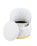 360 Degree Swivel Cuddle Barrel Accent Storage Chairs White Velvet