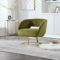 Coolmore Upholstered Tufted Living Room Chair Textured Linen Fabric Accent Chair With Metal Stand Olive Velvet