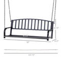 Outsunny 2 Person Front Porch Swing Patio Swing Bench, Outdoor Steel Swing Chair With Sturdy Chains, For Backyard, Deck, 528 Lb Weight Capacity, Black Black Steel